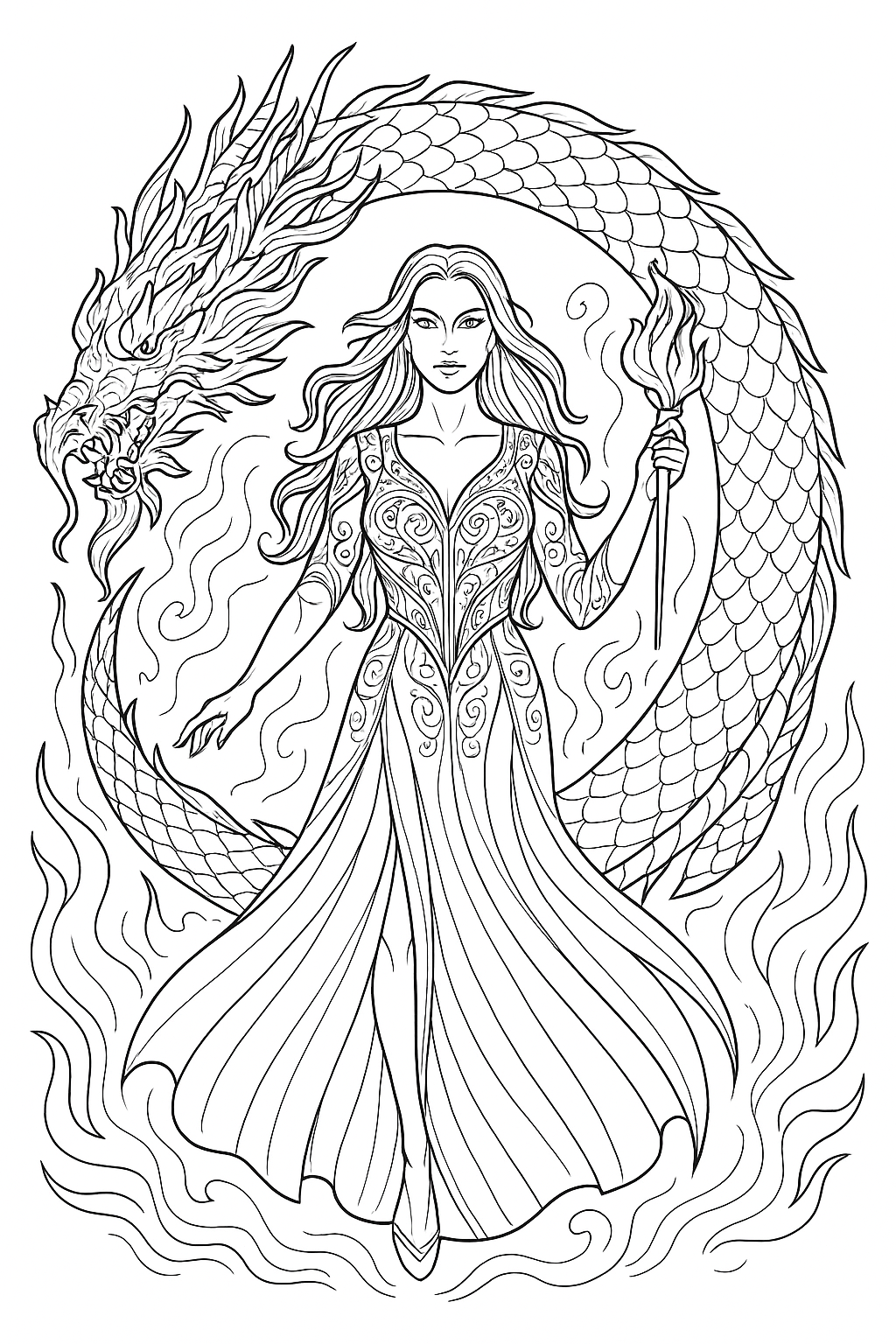 Władczynie Smoków - Antystresowa kolorowanka dla dorosłych - obrazek 3