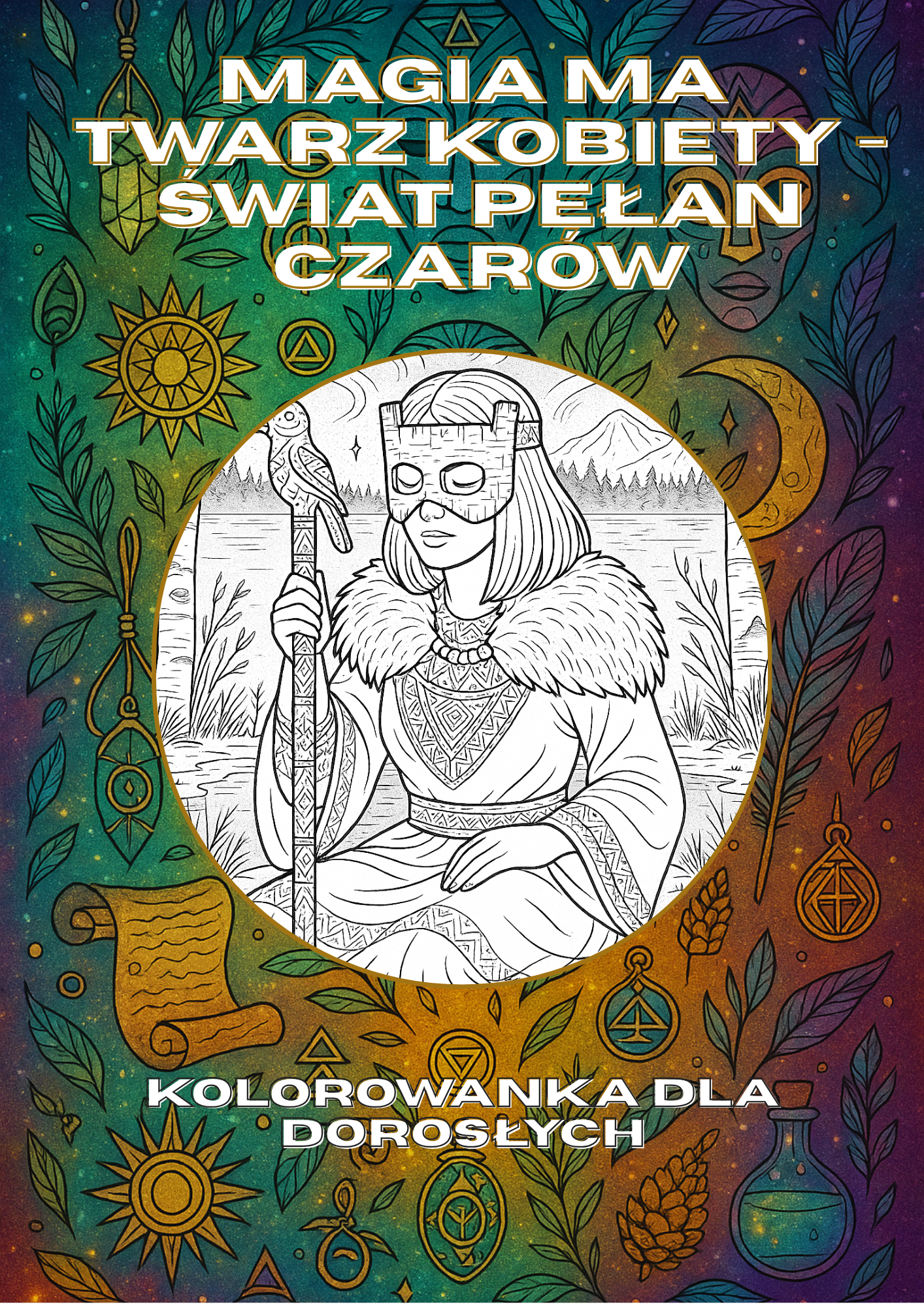 Magia Ma Twarz Kobiety - Świat Pełen Czarów - Antystresowa kolorowanka dla Dorosłych
